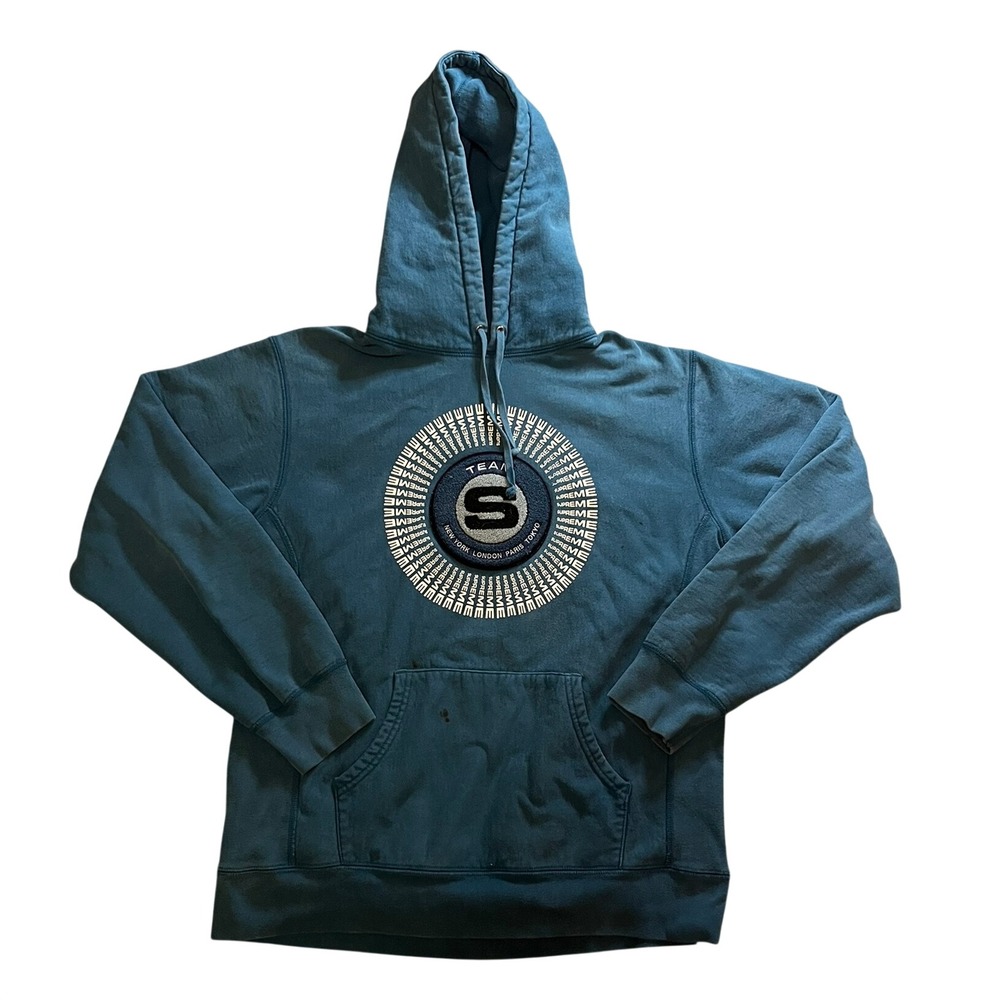Supreme Team S Logo Hoodie Teal Heavyweight Sweatshirt Mens XL Skater HipHop